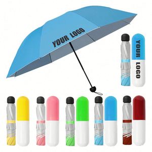 Parapluie pliant manuel 8 baleines avec logo, personnalisé, protection solaire anti-UV, revêtement argenté, pour extérieur, vente en gros - Product Image 1