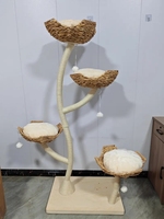 Luxueux grand grand arbre à chat tour à gratter en bois tour lit hamac grande taille chats parfait jouet escalade arbre à chat panier