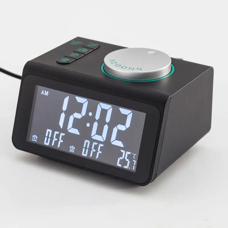 Digital Clock Radio with Dual Alarms Dual USB Charging Ports 5 Lelvel Brightness Dimmer for Kids