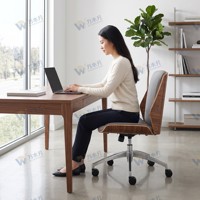 Fauteuil ergonomique moderne en cuir avec base en alliage d'aluminium, hauteur réglable, pivotant, pour chambre, maison et usage commercial