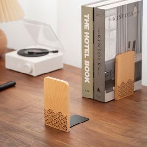 Sujetalibros de madera con forma de onda al por mayor, organizador de escritorio para la temporada de regreso a clases, separador de estantería para estudiantes - Product Image 2