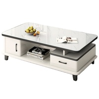 Meuble TV en bois MDF de style moderne blanc, meuble TV simple et élégant avec tiroir et table basse