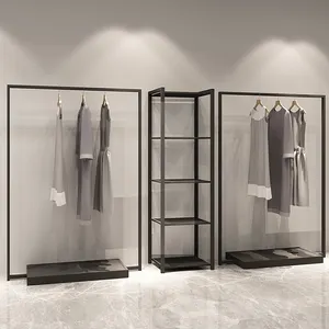 Clothes Store Black Coating Metal Hanging Cloth Display Racks Stand Retail Clothing Rack