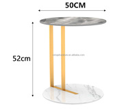 Table basse ronde en marbre de style européen, table d'appoint de luxe, table d'angle pour villa, salon, ensemble de deux petites tables rondes