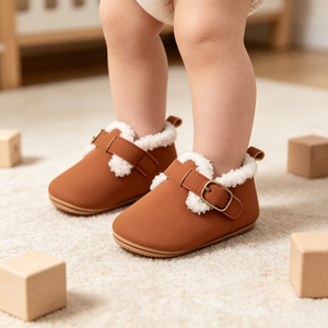Zapatos de Invierno para Niños al por Mayor, Botas Cálidas para Bebés, Primeros Pasos, Suela Blanda, Botas para Recién Nacidos, con Hebilla, Forro Sherpa, para Niños Pequeños - Product Image 2