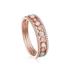 Dainty opal 925 sterling silver casual rings for ladies rose gold plated diamond turkish opal rings
