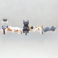 Figura decorativa de resina de gato en miniatura para bordes de tazas, escritorios de computadora y salpicaderos de coche, al por mayor