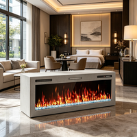 Meuble TV contemporain avec foyer électrique à effet de flamme cristalline pour salon, appartement, hôtel, café, salle de séjour