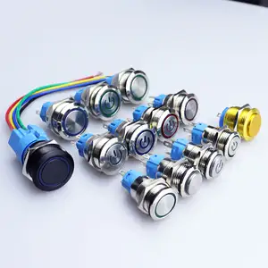 LED switch button 12mm 16mm 19mm 10A 12v screw foot button ring light momentary stainless steel metal push button switch