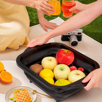 Récipient en plastique pliable multifonctionnel 3 en 1 au-dessus de l'évier-Idéal pour les fruits, les légumes et les pique-niques
