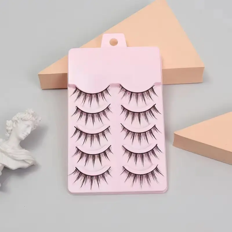 Manga Lashes 5 paia cosplay 3D Faux Mink Lashes Natural short Full Strip Lashes Clear Band Soft Natural Eyelashes Extension