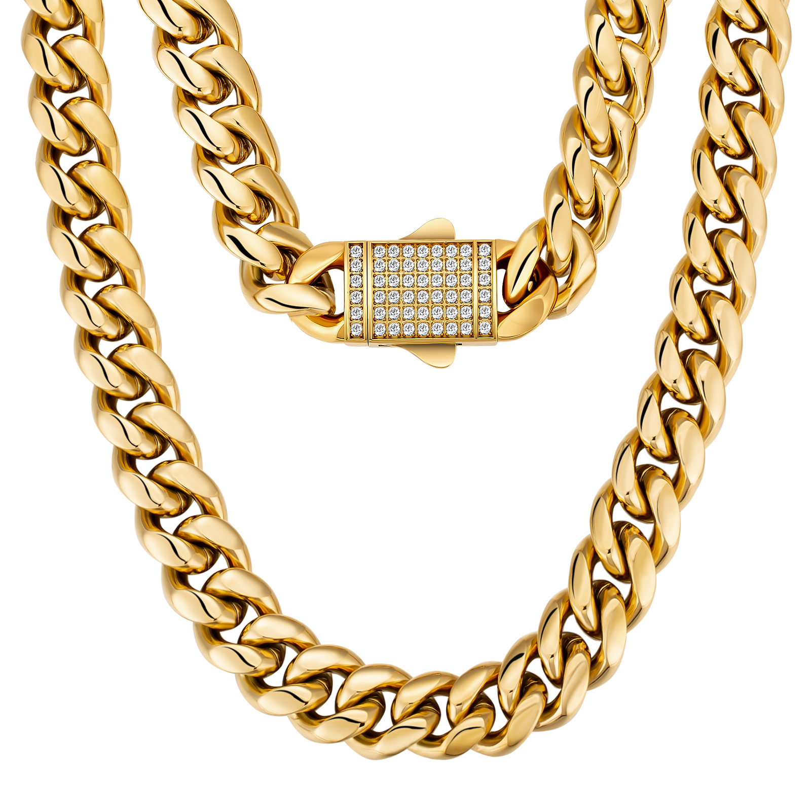 Solid 18K Gold Plated Cuban Necklace - Hip Hop Jewelry