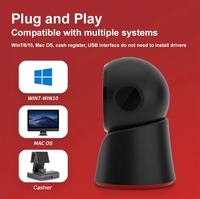 Lecteur de codes-barres de bureau 2D, scanner de codes QR omnidirectionnel sans fil, à poser sur table, pour supermarché, librairie, caissier