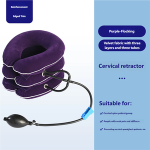 جهاز شد الرقبة المحمول القابل للنفخ ثلاثي الطبقات من القماش المخملي خفيف الوزن سهل الحمل للسفر والمنزل لتخفيف آلام الرقبة - Product Image 6