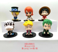Figurines d'action Q Luffy et Zoro en position assise, 5,5-7 cm, lot de 6 pièces, modèle de décoration anime très populaire pour enfants