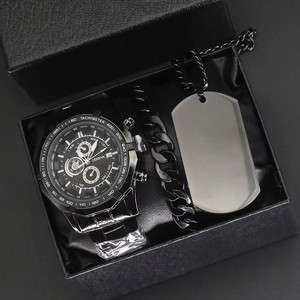 3pcs a <strong>Set</strong> Fashion Eagle Necklace Quartz <strong>Watch</strong> Bracelet Jewelry Classic <strong>Geneva</strong> Waterproof <strong>Watches</strong> <strong>Set</strong> for Men With Gift Box - Product Image 6