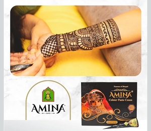 Amina – Cône de Henné Temporaire Noir à Motifs Multiples – Pâte de Tatouage Instantané au Henné de Haute Qualité pour le Corps et les Mains |   Prêt à l'emploi - Product Image 4
