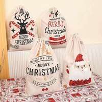 Sac à cordon en toile avec logo personnalisé, sac cadeau écologique pour les cadeaux d'entreprise de Noël, avec impression à faible MOQ