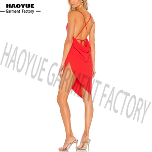 Robe de soirée <span class=keywords><strong>midi</strong></span> sans manches unie pour femme, fabriquée sur mesure, avec fente haute sur un côté - Product Image 5