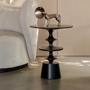 Table basse moderne d'extérieur en fibre de verre avec plateau en verre, couleur personnalisable, durable, mobilier de salon, style panneau contemporain pour - Product Image 2