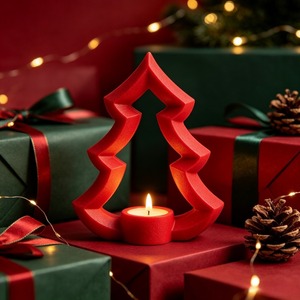 Portavelas de árbol de Navidad nórdico, impreso en 3D, hueco, rojo, verde, blanco, decoración de ventana, hogar, sala de estar, regalo de invierno - Product Image 3