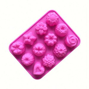 Molde de Silicona Ecológico con Logotipo Personalizado, 12 Cavidades con Diferentes Formas de Flores, para Hacer Pasteles, Velas, Jabones y Resina, OEM/ODM - Product Image 3