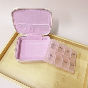 Custom PU Leather Mini <b>Pill</b> Case Travel Zipper <b>Pill</b> Organizer Case Fashionable 7 Day Weekly <b>Pill</b> <b>Box</b> - Product Image 1
