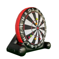 Jeu de fléchettes de football gonflable interactif commercial durable avec six ballons de football et cible Velcro
