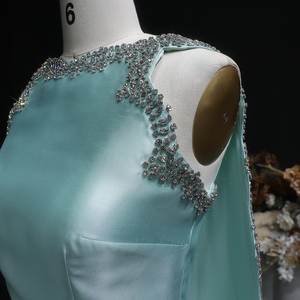 Sharon Said SS503 Elegante Abito da Sera Verde Menta Stile Arabo a Sirena con Mantella e Spacco Laterale <span class=keywords><strong>per</strong></span> Matrimoni e Feste - Product Image 5