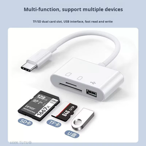 เครื่องอ่านการ์ด 3 in 1 OTG แบบขายส่ง ช่องเสียบ USB Type-C สำหรับอ่านการ์ด TF/<span class=keywords><strong>SD</strong></span> สำหรับแล็ปท็อป โทรศัพท์มือถือ แท็บเล็ต ตัวเชื่อมต่อการ์ดหน่วยความจำภายนอก - Product Image 4