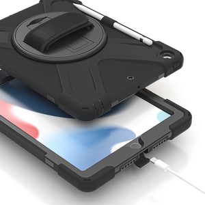 Funda para iPad 10,2 2019/2020/2021 Silicon + PC Correa para el hombro Soporte a prueba de golpes Funda para tableta Rotación de 360 ° Con funda para bolígrafo Resistente - Product Image 3