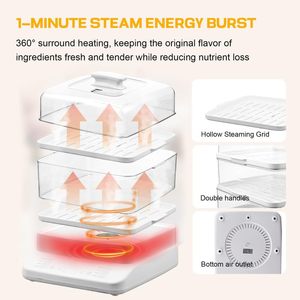 Double-layer Steaming Rack Large Capacity <b>Electric</b> Food <b>Steamer</b> Home Food Warmer Cooker Vegetables Steam Cooker - Product Image 2