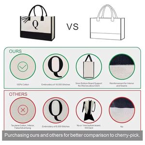 Cross-border Spot-stocked Blank <b>Canvas</b> Tote <b>Bags</b> <b>Large</b> Capacity with Logo Printing Personalized Custom Shopping - Product Image 4