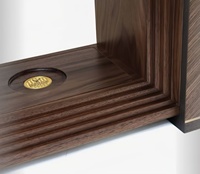 Boîte cadeau élégante en bois à double porte, sur mesure, avec placage en bois incrusté d'or fait main, pour whisky, brandy, vin
