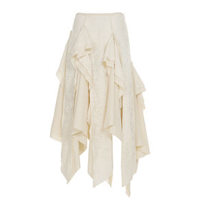 Bohemian Lace Tiered <b>Skirt</b>-Women's <b>A</b>-<b>Line</b> Midi Asymmetrical Ruffle Raw Hem Natural Waist Eco-Friendly Vacation Pure Desire Style - Product Image 6