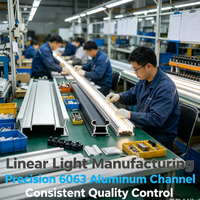 Profilé en aluminium 6063 durable pour éclairage LED, accessoires complets pour la fabrication de luminaires linéaires