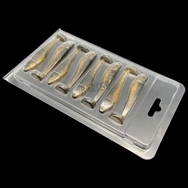 Benutzer definierte Kunststoff 8-Zellen-Blisterschale Angel köder für Süßwasser fischen Köder Verpackung Haustier Clam shell Box mit Etikett