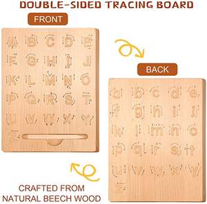 แผ่นฝึกเขียนตัวอักษรสองด้าน PUSELIFE ของเล่นเด็กแบบมอนเตสซอรี่ ทำจากไม้บีช สำหรับเด็กอายุ 3 ปีขึ้นไป - Product Image 2