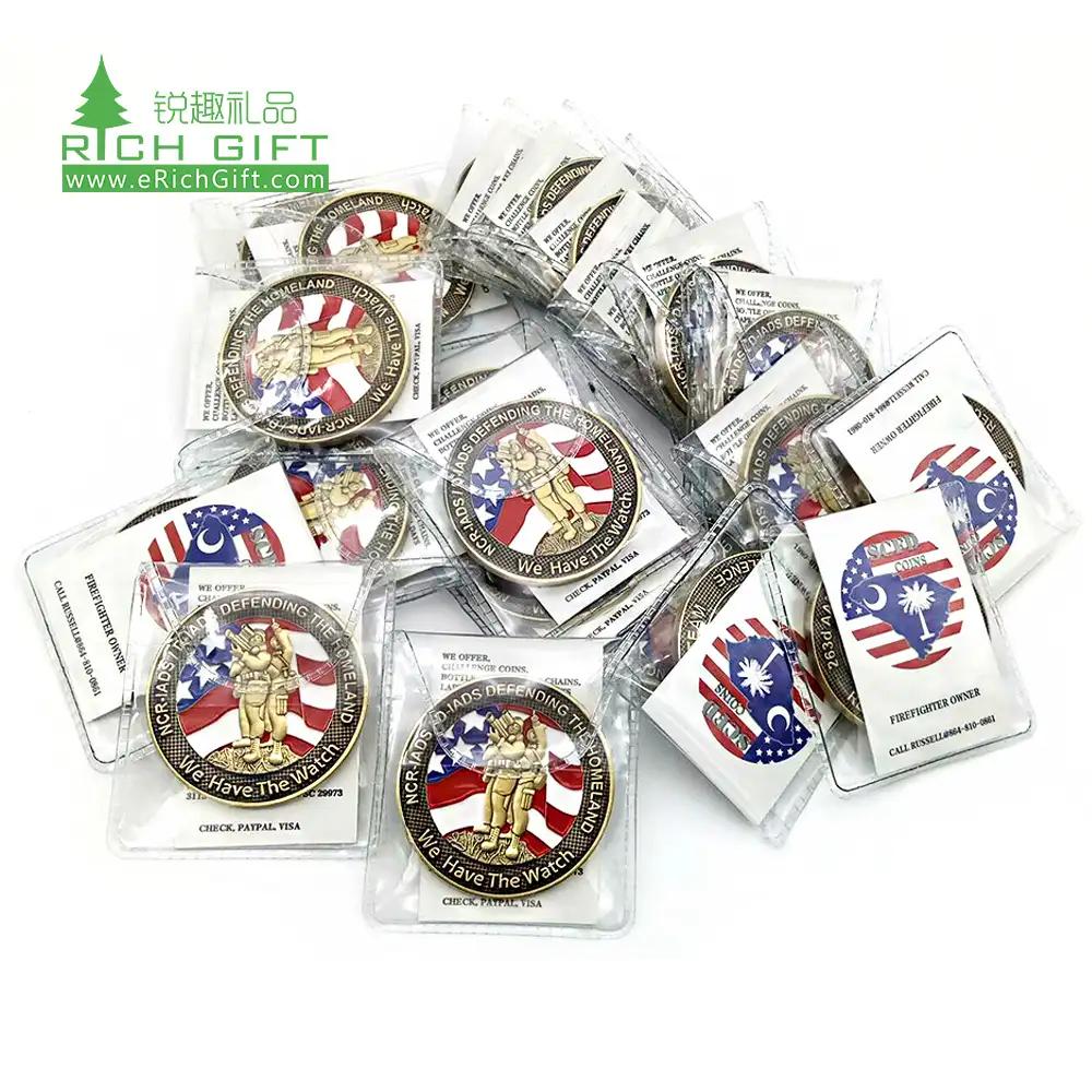 Coin manufacturers bulk cheap antique brass 3d custom souvenir commemorative american challenge coins with envelope bags packing