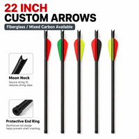 Flèches de carabine à poulies en fibre de verre de 22 pouces, flèches courtes personnalisées, flèches de carabine à poulies OEM personnalisées, tiges de flèches en fibre de verre, différentes tailles disponibles