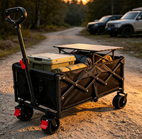 Chariot de camping pliable et réglable à ouverture arrière 515, roues larges de 5 pouces, capacité de 150 kg, tout-terrain, en tissu Oxford et structure en acier