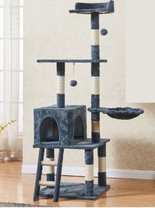 Mueble Moderno para Gatos, Árbol Rascador Multinivel, Torre Grande de Madera con Cuerda de Lana y Juguete de Peluche para que el Gato se Trepe - Product Image 4