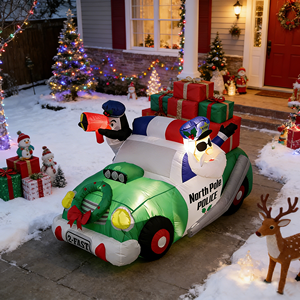 Coche de Policía Inflable con Santa Claus para Decoración de Jardín - Product Image 2
