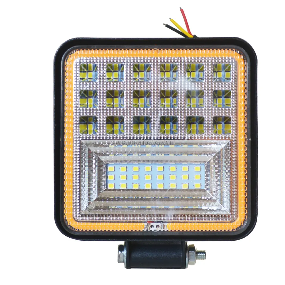 9-30V 4x4 araba aksesuarları ışık 4 inç 126W kamyon ışık Led oto lambaları beyaz + sarı kare DRL halka çalışma sis işık LED