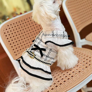 Chat chiot princesse à carreaux coton respirant robe d'été élégante avec nœud pour chats et chiens - Product Image 5