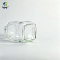 Pot de conservation en verre carré haut de 260 ml, pot transparent à large ouverture vissée pour aliments secs de garde-manger, emballage commercial et de détail