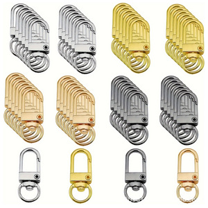 Gold and Silver Metal Carabiner Keychains Rectangle Shape Fashion Hard-Wearing <b>Key</b> <b>Rings</b> for DIY Accessories - Product Image 4