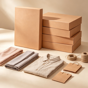Boîte cadeau rigide en papier kraft uni, boîte en carton rectangulaire à fond plat avec couvercle pour vêtements, écharpes, cosmétiques, emballage de cadeaux de fête - Product Image 2