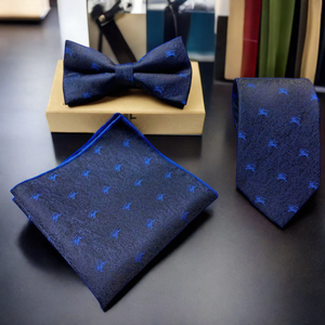 3-mảnh sợi nhỏ Polyester Mô hình động vật Tie Bộ quà tặng bao gồm Gà con chó Ngựa Túi vuông Bowtie - Product Image 3