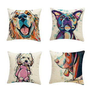 Màu nước Pet Dog <span class=keywords><strong>Pug</strong></span> Cushion Cover 45x45 vuông động vật trang trí nội thất Linen ném gối trường hợp đối với sofa - Product Image 4